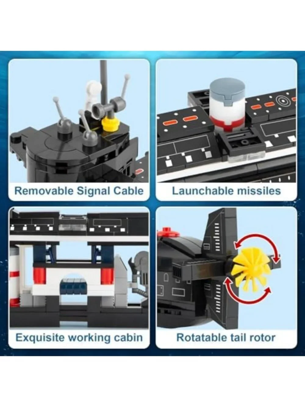 WW2 Submarine Building Set - 519 Pieces, Military Model Kit for Teens & Adults